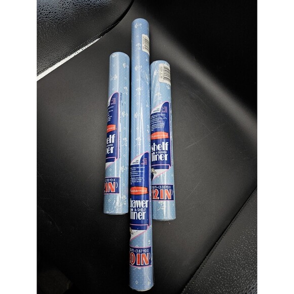 Vintage Rubbermaid Shelf & Drawer Liner Blue Polka Dots & Flowers Cottagecore - Picture 1 of 4